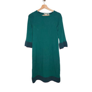 Boden Matilda Knitted 3/4 Bell Sleeves Semi Fitted Shift Dress Green Size US4